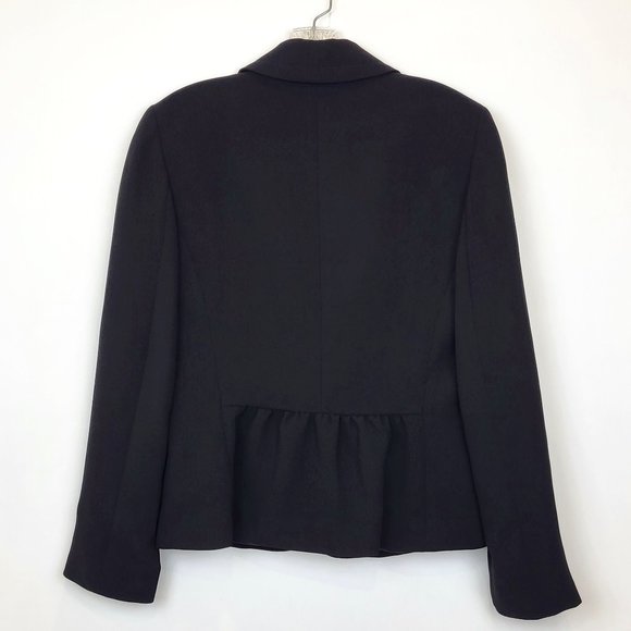 Talbots Outlet Black 3 Button V Neck Blazer, Rear Peplum Pleats, Size 4, NWT - Picture 2 of 12
